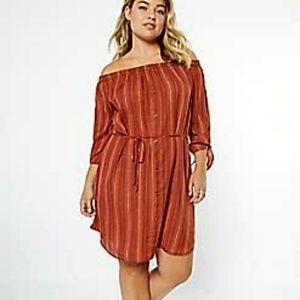 Rue 21 Striped burnt orange dress NWT